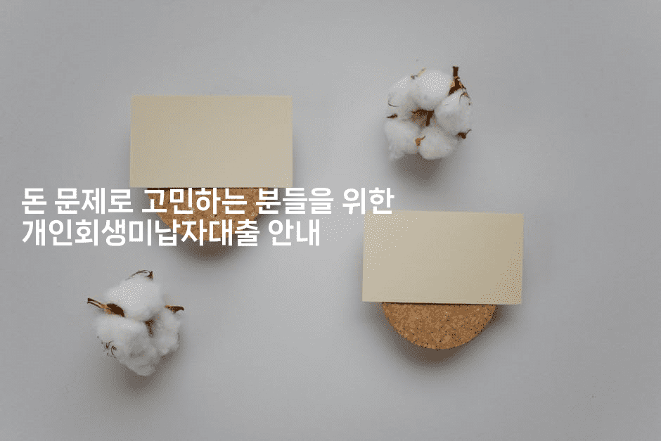 돈 문제로 고민하는 분들을 위한 개인회생미납자대출 안내